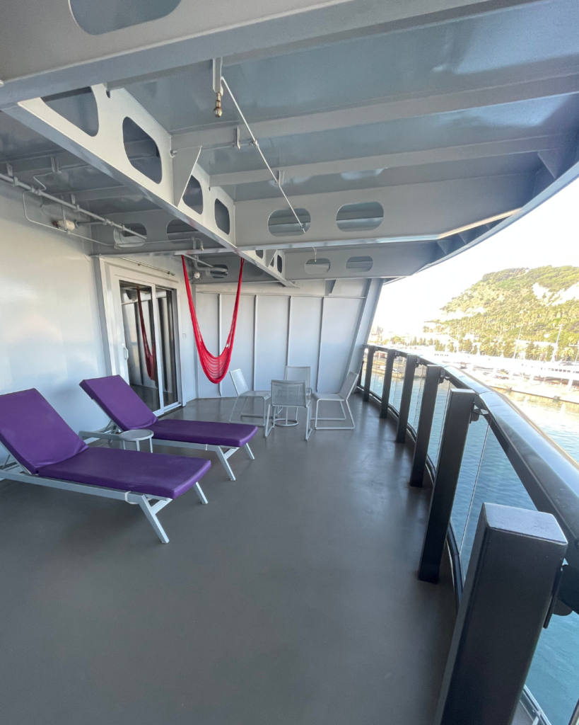 Photo of a Sweet Aft Suite terrace (largest terrace) on Virgin Voyages' The Scarlet Lady