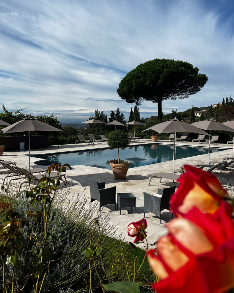 The outdoor pool at Il Falconiere in Cortona, Italy