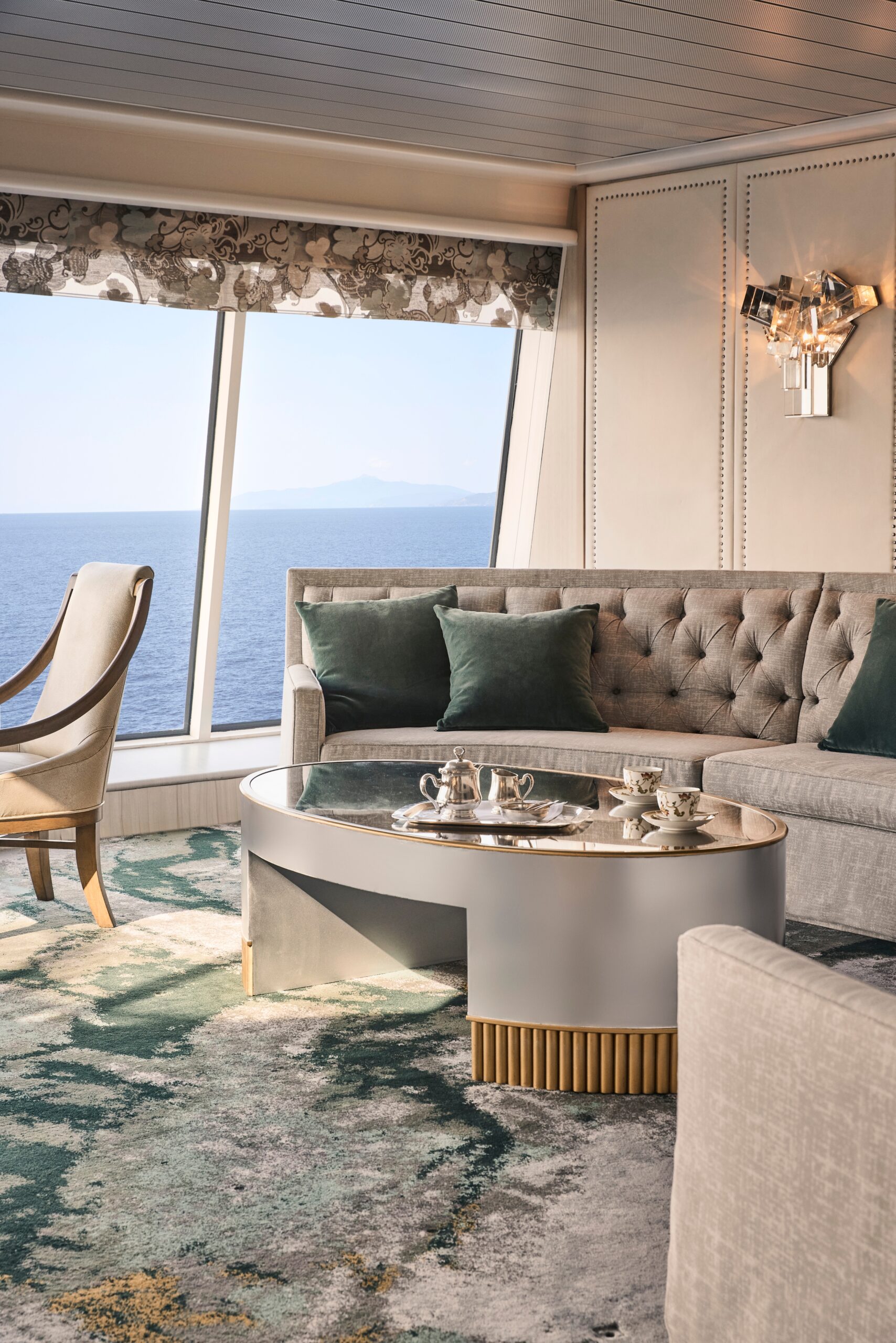 Featuring large sky lights, floor-to-ceiling windows and a fabulous 270-degree forward view, Palm Court aboard Crystal Symphony is perfect for afternoon tea, social gatherings and dancing.