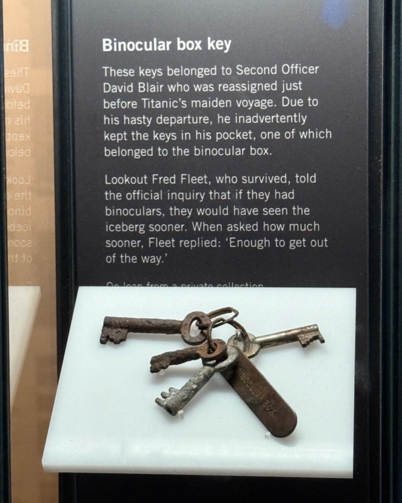 Binocular box key belonging to Second Officer David Blair, on display at Titanic Belfast, Northern Ireland