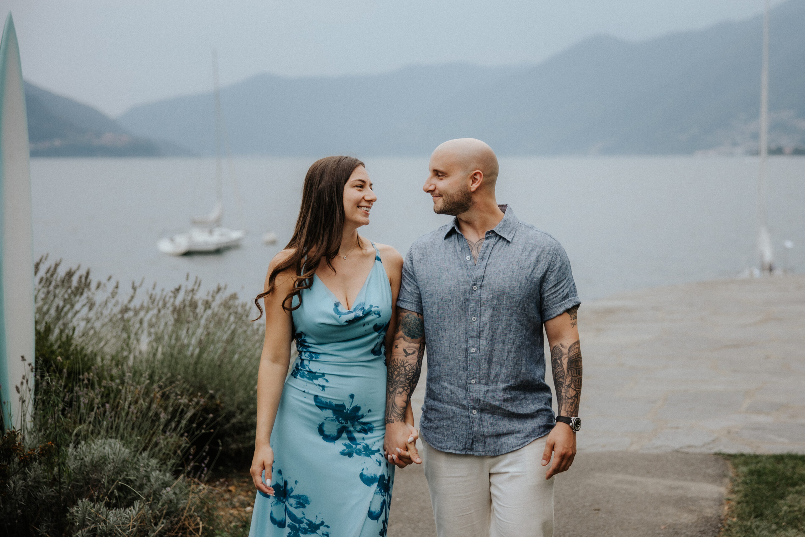 Lauren and Anthony during their engagement photo shoot in Ascona, Switzerland, arranged by White Lotus Travel Design